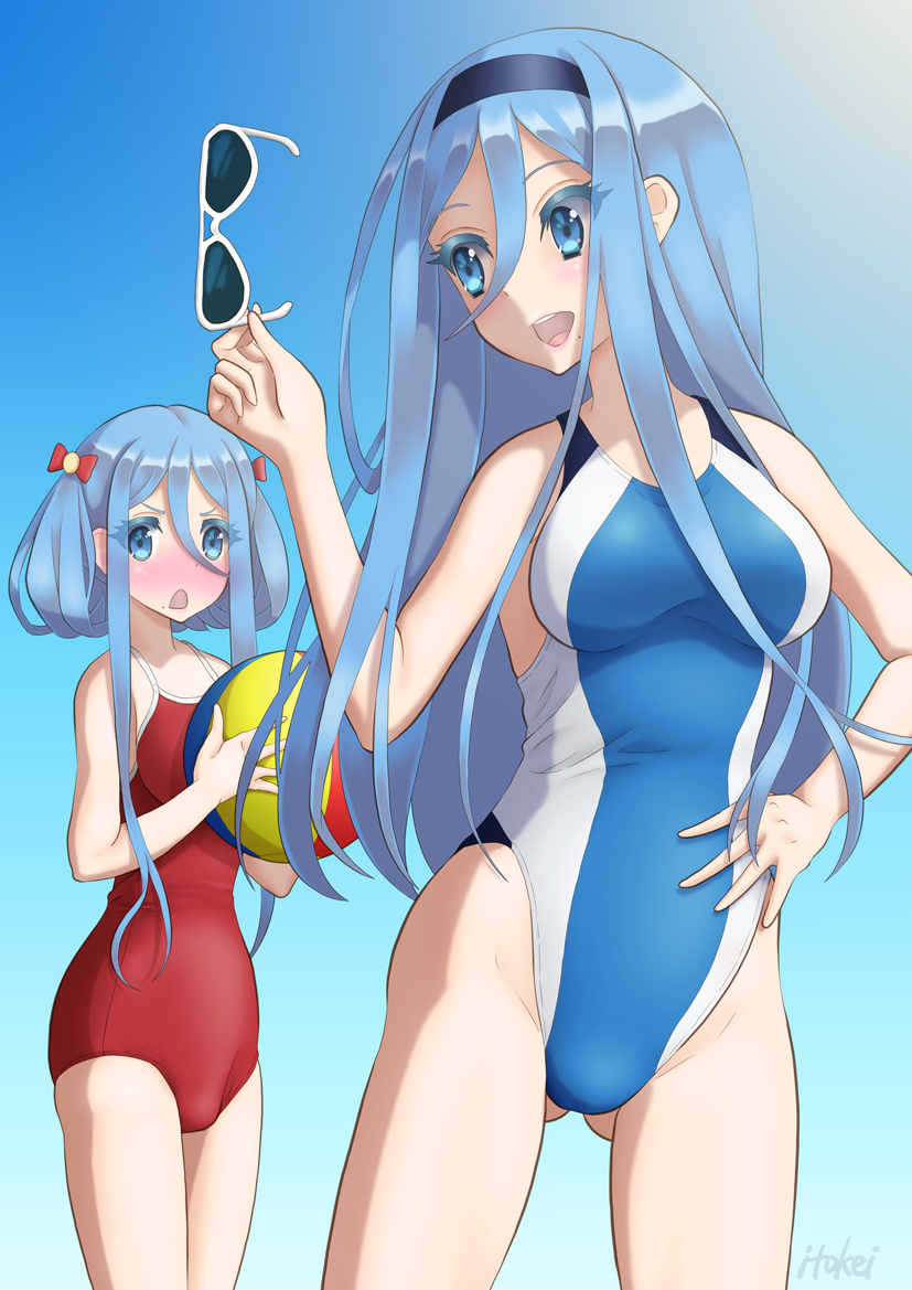 Takao and Atago sisters in swimsuits